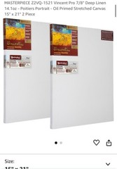 MASTERPIECE Vincent Pro 7/8″ Deep Linen Primed Stretched Canvas 15″ x 21″ 2PACK