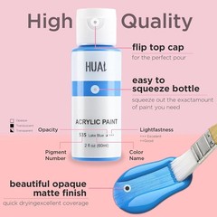 Acrylic Paint Set with 5 Brushes, 24 Colors 60ml, 2oz for Artists Kids Beginn…
