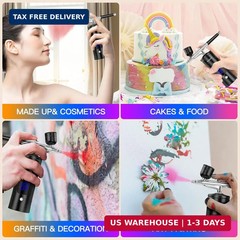 Airbrush Kit with Compressor, 48PSI Cordless Air Brush Set with 0.3mm Nozzle, Re