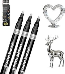 3Pcs Liquid Chrome Paint Markers – Mirror Metallic Silver Permanent Pens for Pla