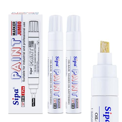 Jumbo White Paint Markers Pens, 2 Pack Oil Based Chisel Tip Permanent Paint