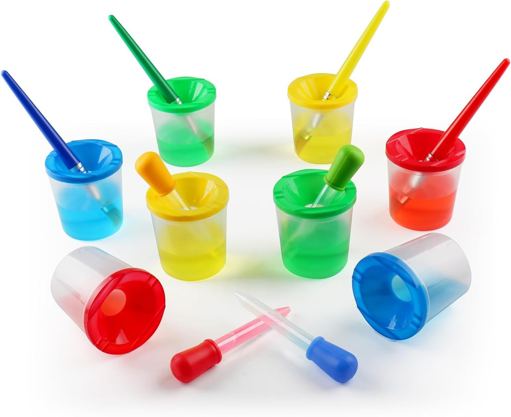 Toddler Paint Brushes Paint Cups, Droppers for Kids, No Spill Paint Cups for Kid