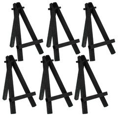 6pk 5″ Mini Black Wood Display Easel, A-Frame Artist Tripod Table Holder Stand