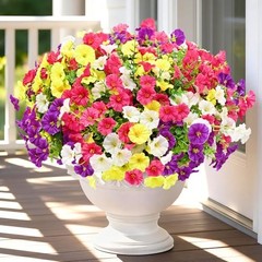 Artificial Flowers for Outdoors 14 Bundles Purple, Rose Red, White & Yellow