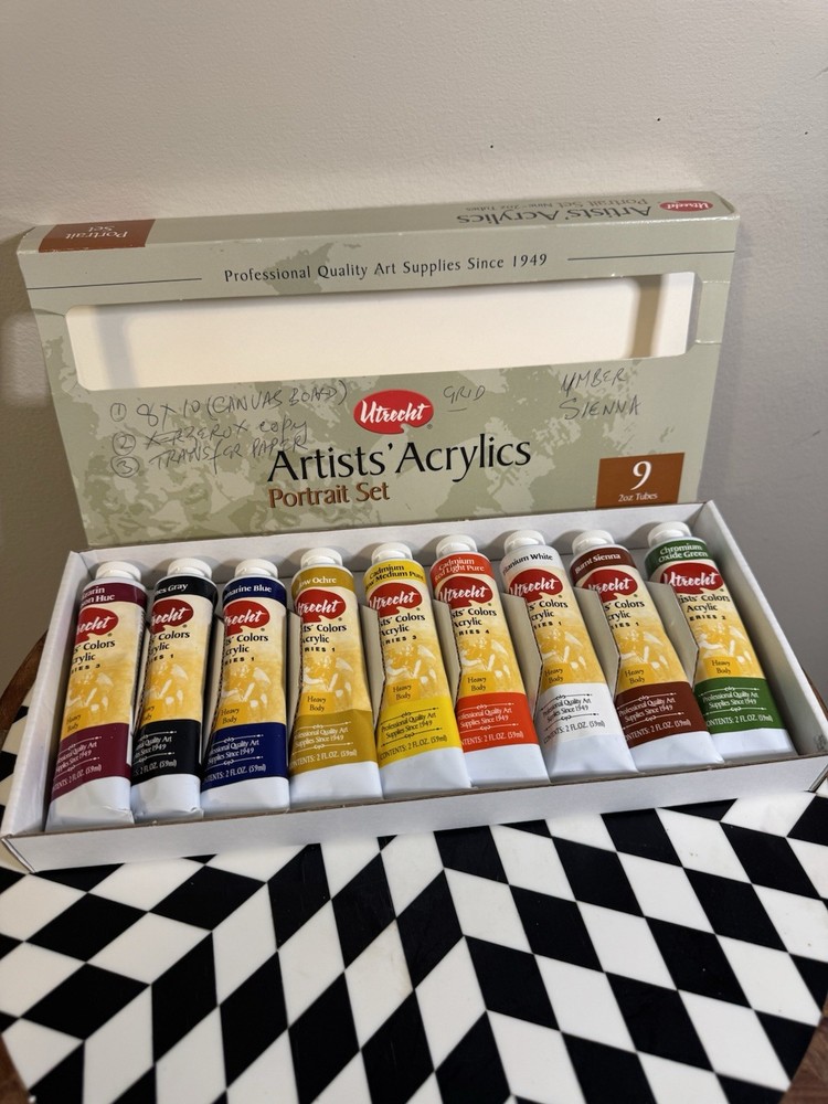 Vintage Utrecht Acrylics Portrait Paint Set 9 Tubes – TESTED WET / SOFT