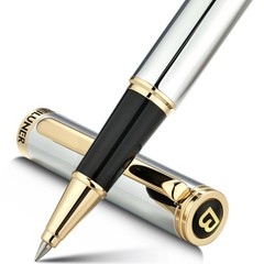 BEILUNER Luxury Rollerball Pen, 1 Count (Pack of 1), ,Silver Chrome and Gold