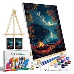 JOOZ Paint by Numbers Kit for Adults with 8 x 12 inches, Moon Landscape