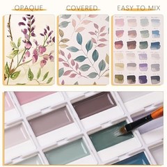 24-Color Opaque Semi-Moist Solid Watercolor Paint 1 Count (Pack of 1) Low-key