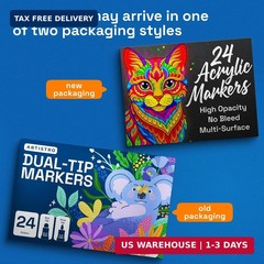 ARTISTRO 24 Precision Dual-Tip Acrylic Paint Markers – Paint Pens Set with Dot &
