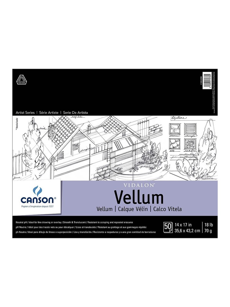 Canson Vidalon Tracing Vellum – 14 in. x 17 in. pad of 50 sheets