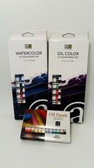 Lot of 12 Watercolor Paints, 12 Oil Paints And 12 Oil Pastel Crayons