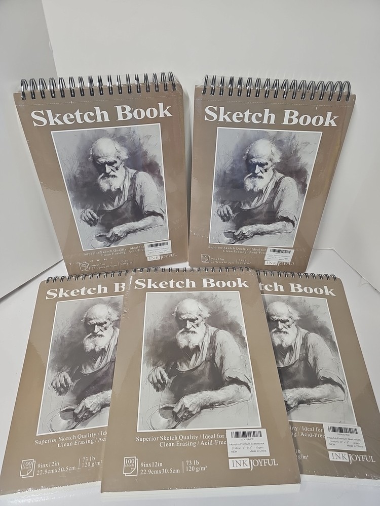 Inkjoyful Premium Sketchbook Yellow 9”x12” 100 Sheets 5 packs
