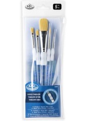 Silicone-Grip 5-piece Paintbrush Set & Reusable Zip Pouch, Royal & Langnickel 🎨