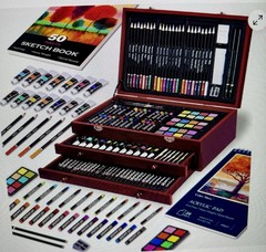 175 Piece Deluxe Art Set with 2 Drawing Pads Acrylic Paints Crayons Colored