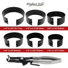 Engine Piston Ring Compressor Kit with Pliers – 6 Adjustable Sleeves (2-7/8″