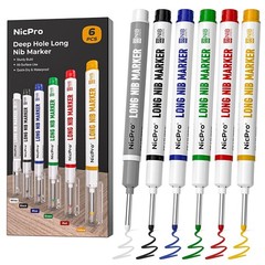Nicpro 6 PCS Long Nib Marker Pens, 20mm Deep Hole Marker, 6 Pcs, Multicolor