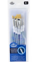 Royal & Langnickel 5-pc Paint Brush Set with Zip Pouch, Silicone-Grip Handles