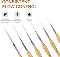 6Pcs Miniature Paint Brushes Set with Triangular Handles – for 6PCS, Wooden