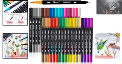 Versatile Dual Tip Markers: 36 Colors for Coloring, Calligraphy & Crafts