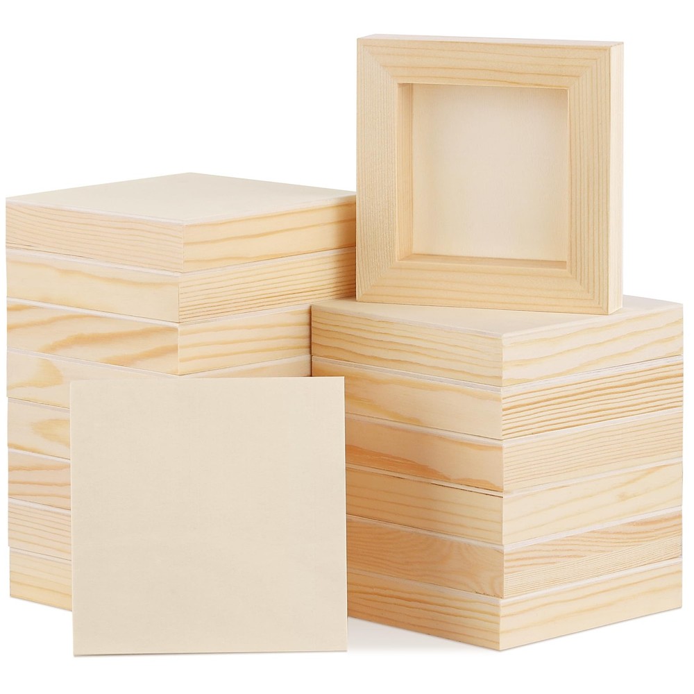 Aodaer 16 Pack Wood Panels 4 x 4 Inch Wooden Panels Canvas Unfinished Craft …