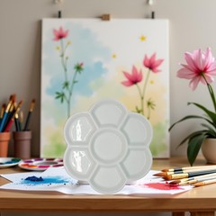 7-Well Ceramic Paint Palette Mixing Tray for Watercolor Gouache Acrylic