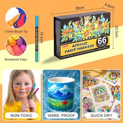 132 Colors Acrylic Paint Markers Pens Set 66 Pack Brush Acrylic Paint Markers