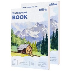 2 PCS Watercolor Paper Pad 5.5×8.5 Inch 140lb/300g 20 Sheet Cold Press Sketch
