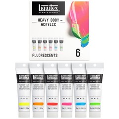 Professional Heavy Body Acrylic Paint, 6 x 59ml (2-oz), Fluorescent Colors Set