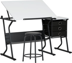 Eclipse Ultra 2-Piece Drawing Table Set with Adjustable Top & Storage Stool