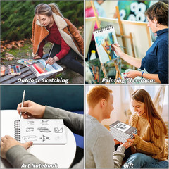 10 Pack Sketch Book Bulk 5.5″ X 8.5″ Top Spiral Bound Sketch Pad 600 Sheets 120L