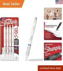 Ultimate S-Gel Gel Pens 4 Count – Stylish White, No Bleed Ink, 0.7mm Size