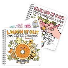 Adult Coloring Book Set of 2 – Funny Pun & Motivational 8.7″ x 8.7″, WHITE