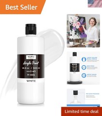 White Large Acrylic Paint 16.9 oz, 500 ml, Rich Pigments, Non Toxic Craft Pai…