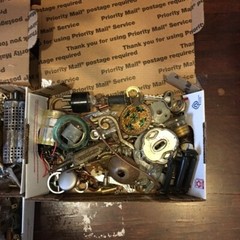 STEAMPUNK Parts for Artists-2 pounds lot-metal based, small salvage, FD#3