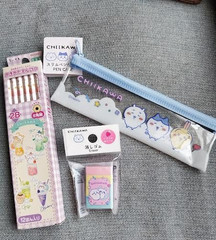 Chiikawa 2B Pencil Set Eraser Slim Pen Case 3pcs Kawaii Japan Cute