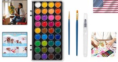 High-Quality 36 Color Non-Toxic Watercolor Paints with Water Brush & Palette