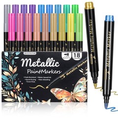 QUEENBANG 18 Colors Glitter Markers, Acrylic Glitter Paint Pens Sparkle Shimm…