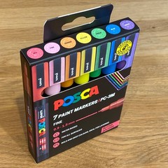 Uni Posca Paint Markers Pen Permanent Fine Tip Glitter Colours PC-3M Set of 7