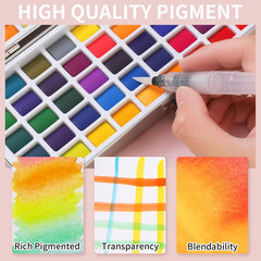 100-Color Watercolor Set, Metallic, Macaron & Fluorescent Paints, Case & Brushes