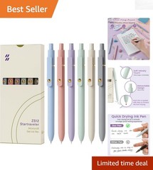 Fashionable Black Gel Pens 6-Pcs Set – 0.7mm Fine Point for Journaling & Gifts