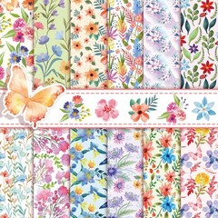 Konsait 24 Sheets Spring Floral Scrapbook Paper 12×12, Double Multicolor
