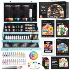Deluxe 202 Piece All-in-One Wooden Art Set Gift Box Creative Drawing Supplies US