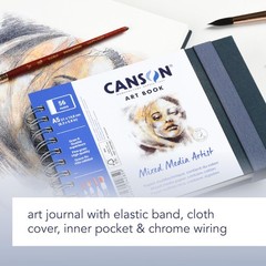 Mixed Media Art Book, 8.3×5.8 inches, 56 Sheets, Blue Cloth Hardcover, Side W…