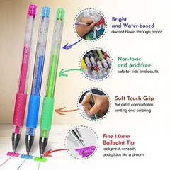 ColorIt Glitter Gel Pens for Adult Coloring Books 96 Pack – 48 Artist Glitter