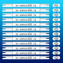 Blue Tones Acrylic Paint Pens, 12 Colors Markers Set with Soft Brush & Bullet…