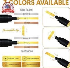 3 Colors Liquid Chrome Markers – Permanent Mirror Chrome Pens, Chrome Paint Pens