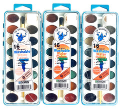 Lot 3 Prang Watercolor Paint Set Brush Colors Washable Vintage NOS Art Supplies