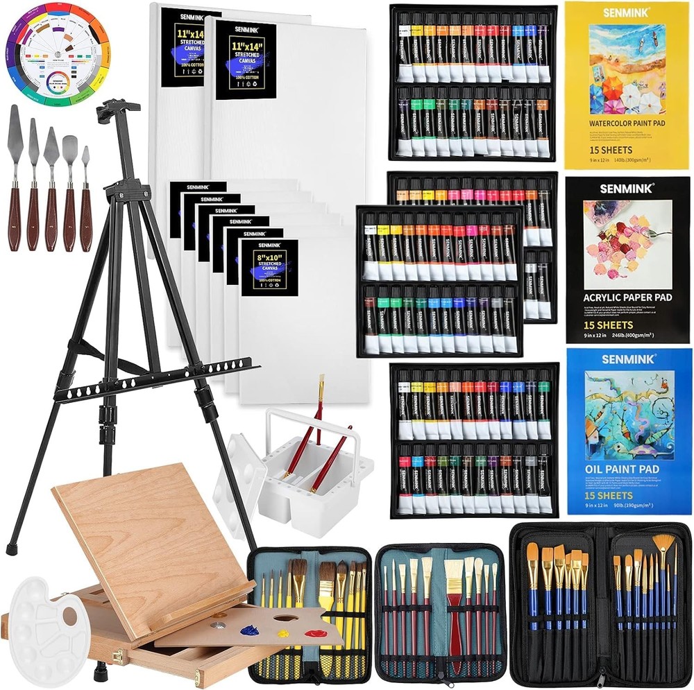 149Pcs Deluxe Artist Painting Set with Aluminum and With Two Easels, silver