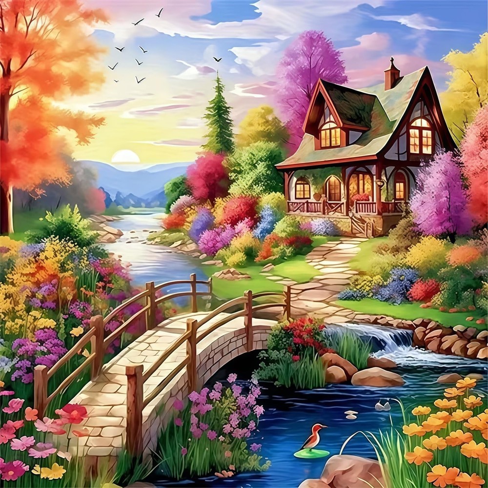 5D Diamond Painting Kits for Adults,The Rural Scenery Diamond Art Kits Dots for