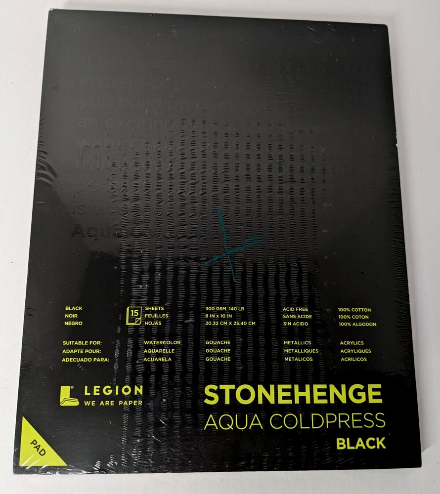 Legion Stonehenge Aqua Coldpress Pad, 8×10 in., Black, New, Sealed
